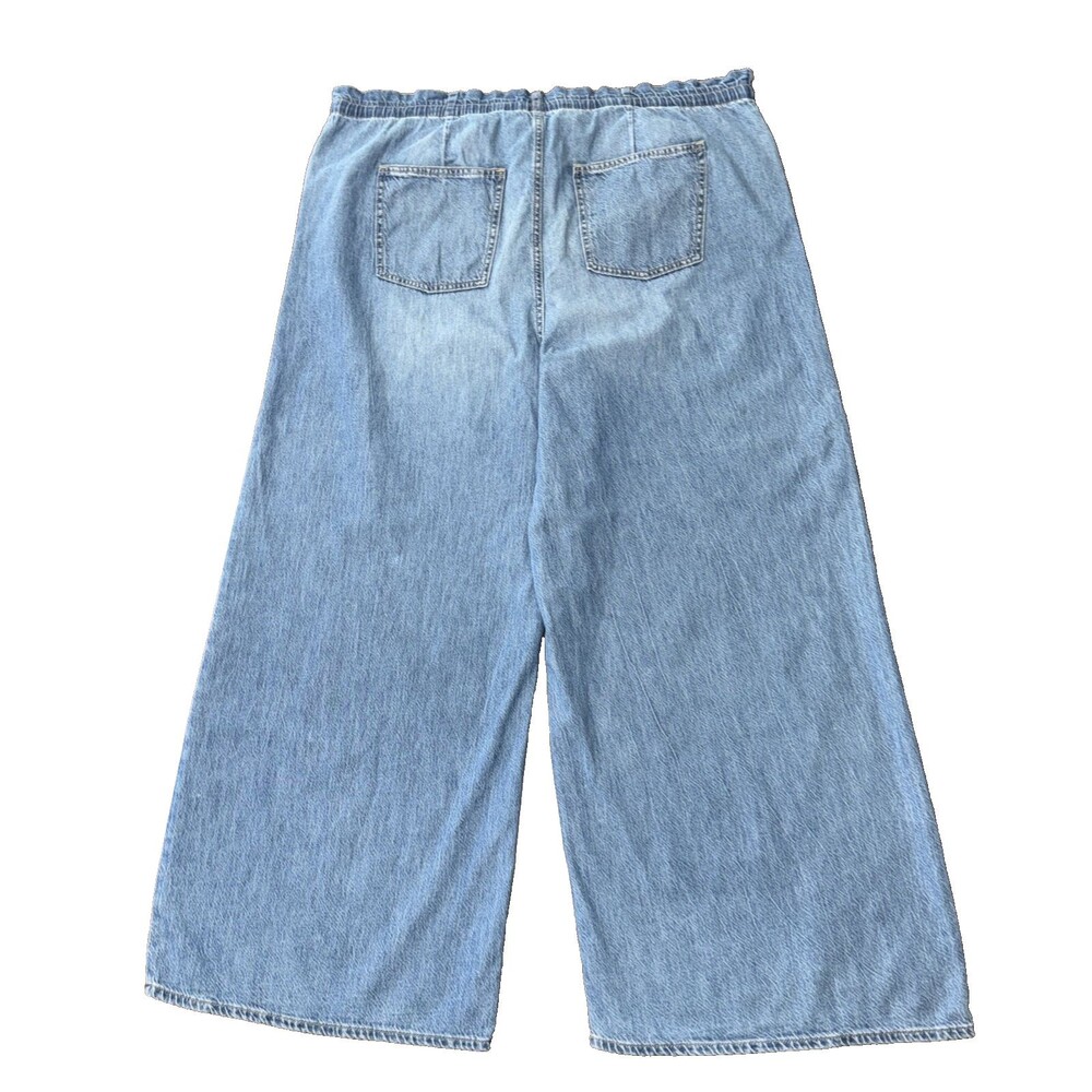 Gap Superlight Pull On Baggy Jeans Pants Light Wash Denim High Rise Wide Leg XXL - Picture 2 of 10